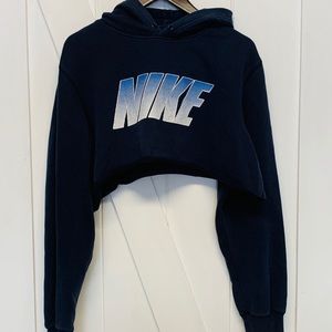 Nike Navy Blue Cropped Hoodie